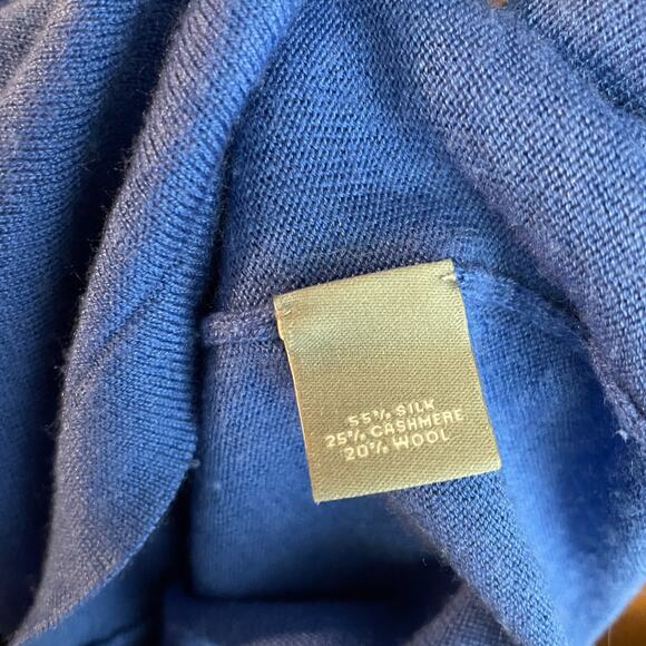 Women's Large Neiman Marcus Cashmere Blend Blue Crewneck Knit Sweater - Picture 5 of 5